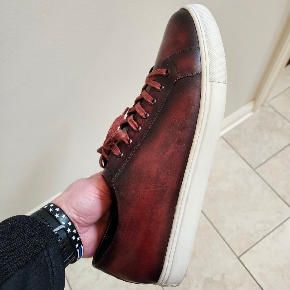Studio Belvedere Men's 'James' Leather Sneakers, Brownish-Red, Sz 13 - Picture 13 of 16
